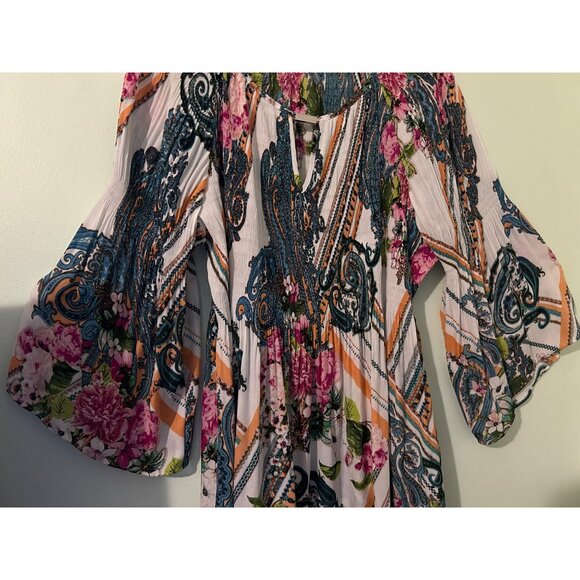 Spense Woman 3X Boho Floral Paisley Blouse Top Bell Sleeve Stretch Tunic Plus Si - Picture 12 of 16